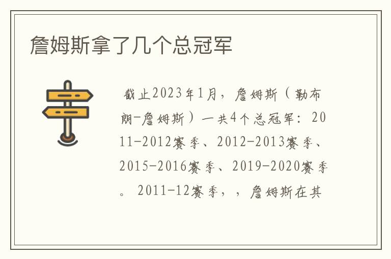 詹姆斯拿了几个总冠军