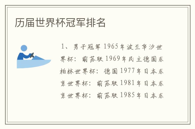 历届世界杯冠军排名