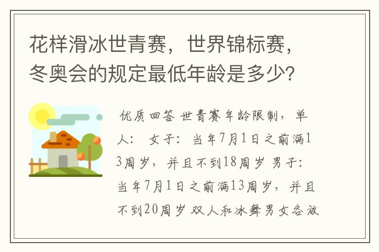 花样滑冰世青赛,世界锦标赛,冬奥会的规定最低年龄是多少?