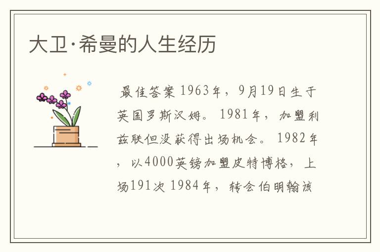 大卫·希曼的人生经历