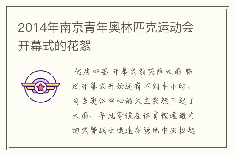 2014年南京青年奥林匹克运动会开幕式的花絮