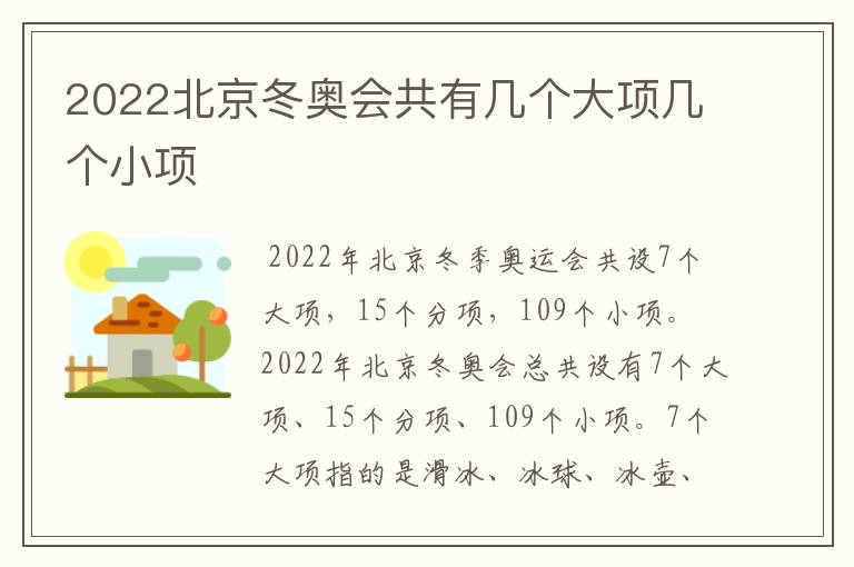 2022北京冬奥会共有几个大项几个小项