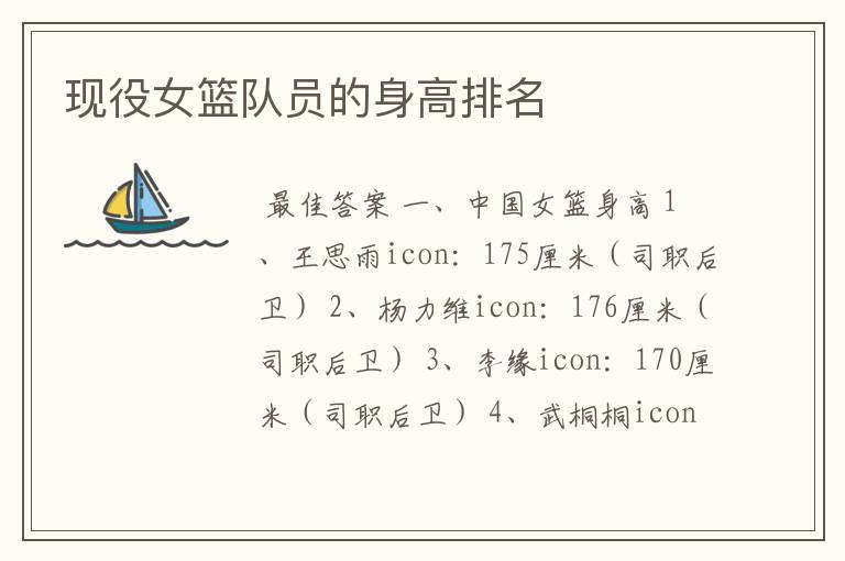 现役女篮队员的身高排名