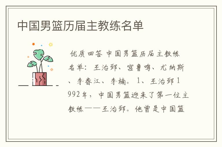 中国男篮历届主教练名单