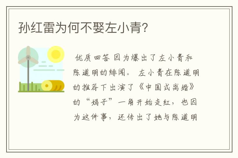 孙红雷为何不娶左小青?