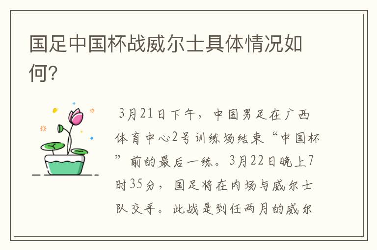 国足中国杯战威尔士具体情况如何?