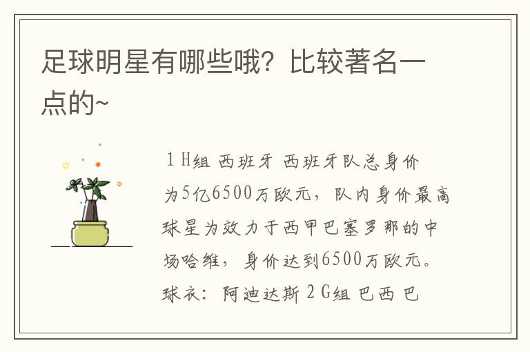 足球明星有哪些哦？比较著名一点的~