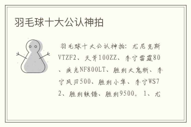 羽毛球十大公认神拍
