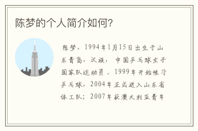 陈梦的个人简介如何?