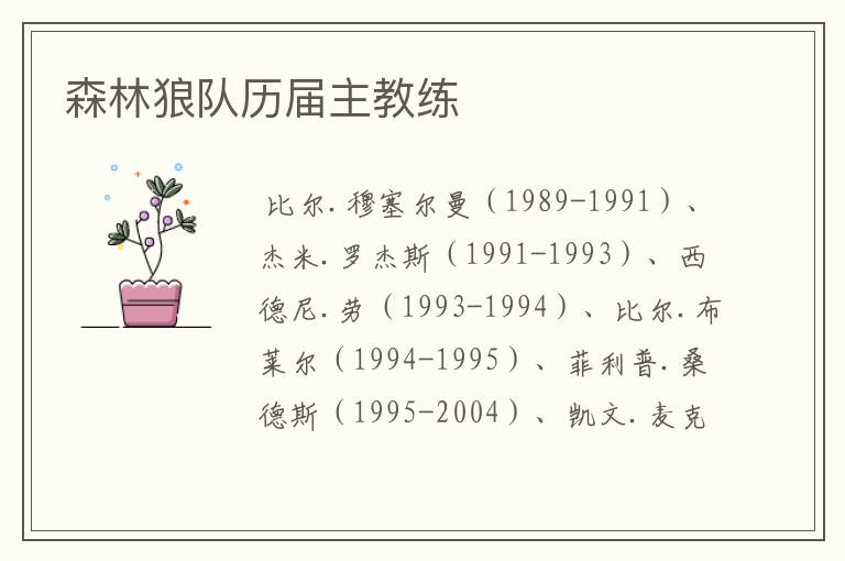 森林狼队历届主教练