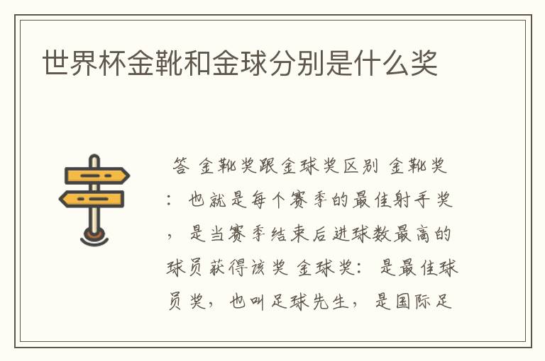 世界杯金靴和金球分别是什么奖