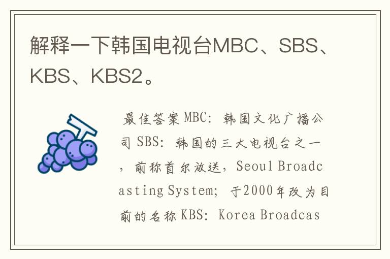 解释一下韩国电视台MBC、SBS、KBS、KBS2。