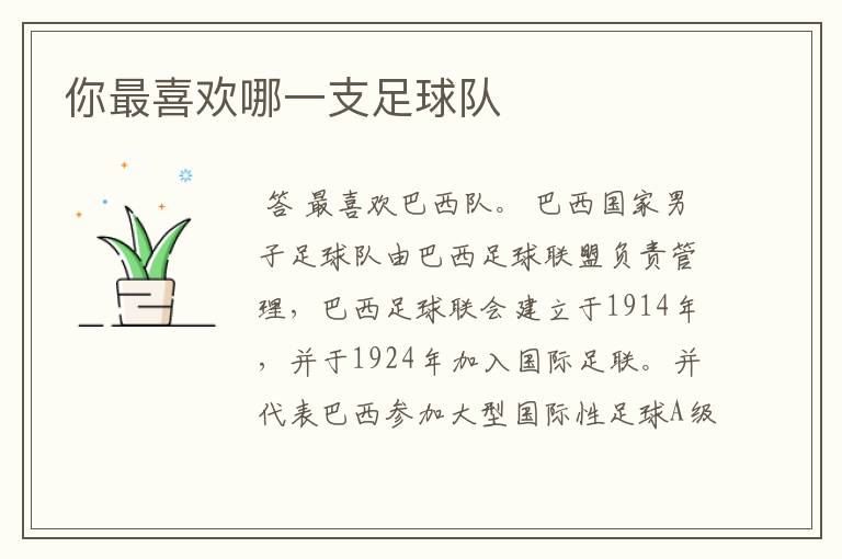 你最喜欢哪一支足球队