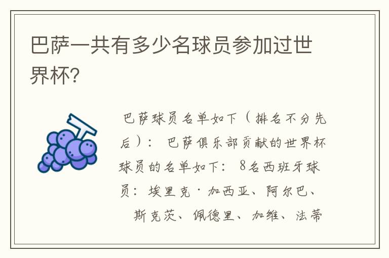 巴萨一共有多少名球员参加过世界杯?