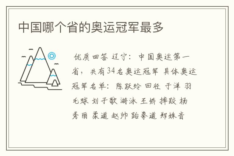 中国哪个省的奥运冠军最多
