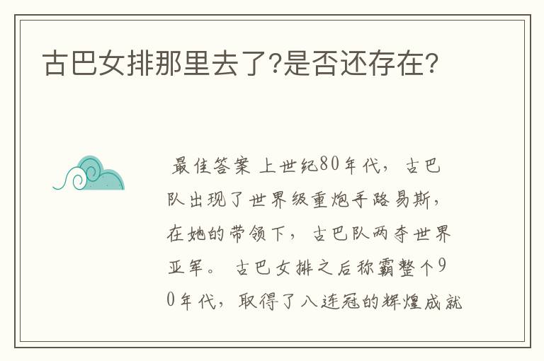 古巴女排那里去了?是否还存在?