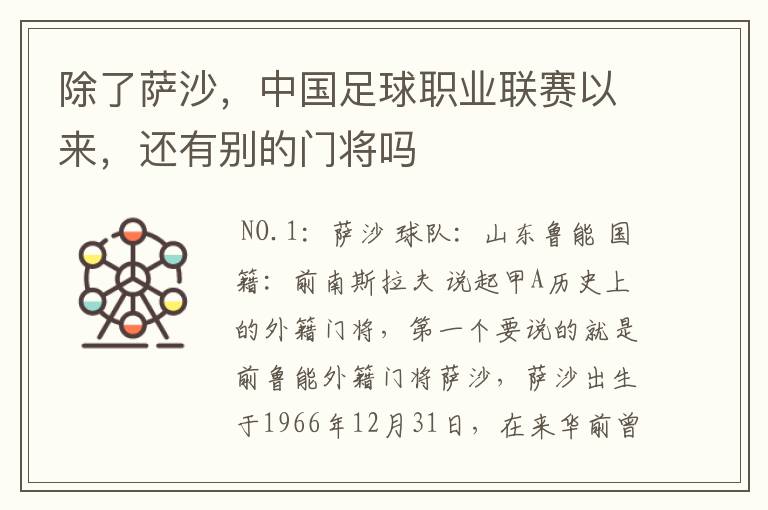除了萨沙,中国足球职业联赛以来,还有别的门将吗