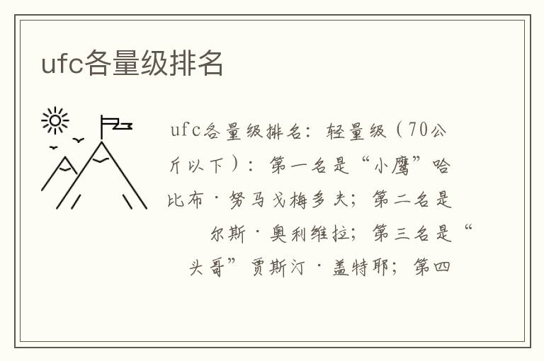 ufc各量级排名