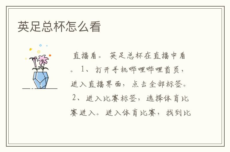英足总杯怎么看