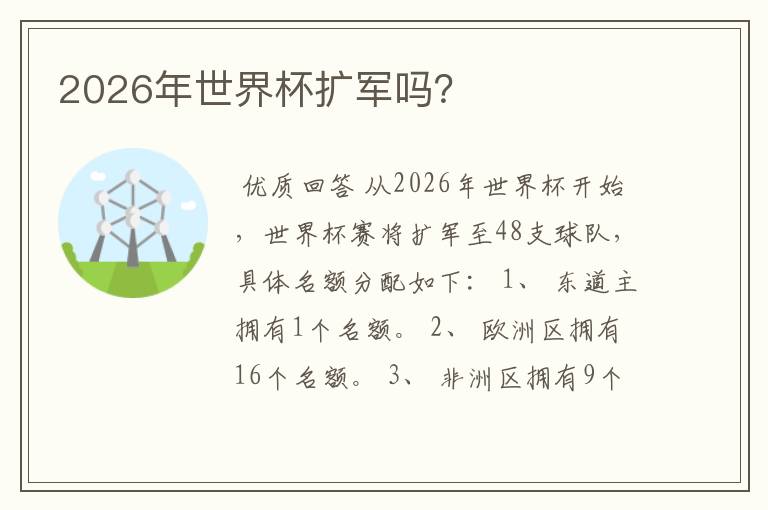 2026年世界杯扩军吗?