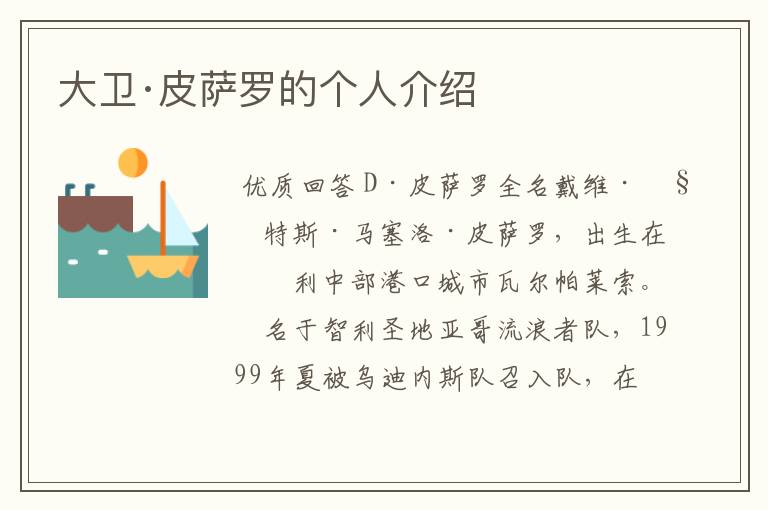 大卫·皮萨罗的个人介绍