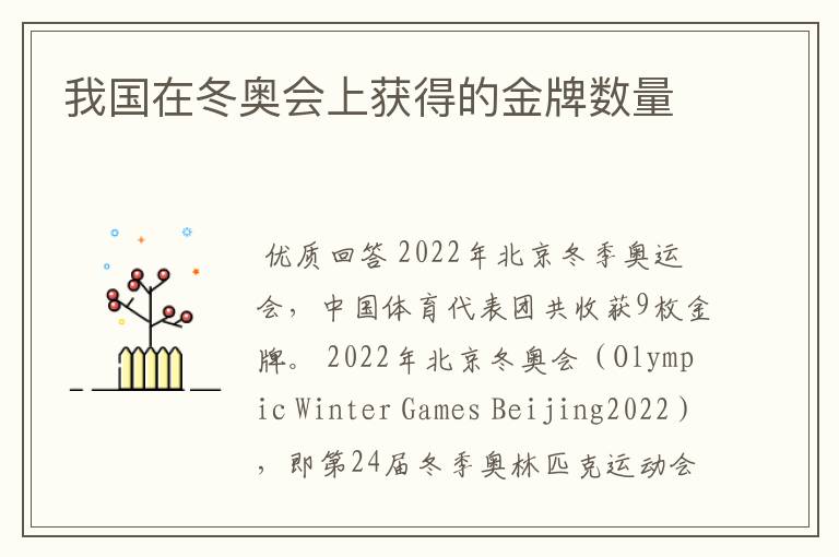 我国在冬奥会上获得的金牌数量