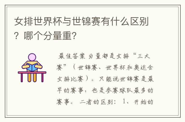 女排世界杯与世锦赛有什么区别?哪个分量重?