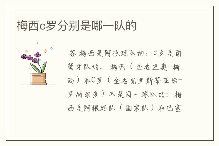 梅西c罗分别是哪一队的