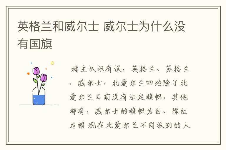 英格兰和威尔士 威尔士为什么没有国旗