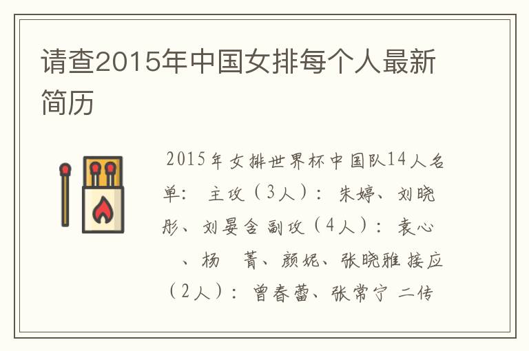 请查2015年中国女排每个人最新简历