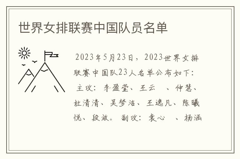 世界女排联赛中国队员名单