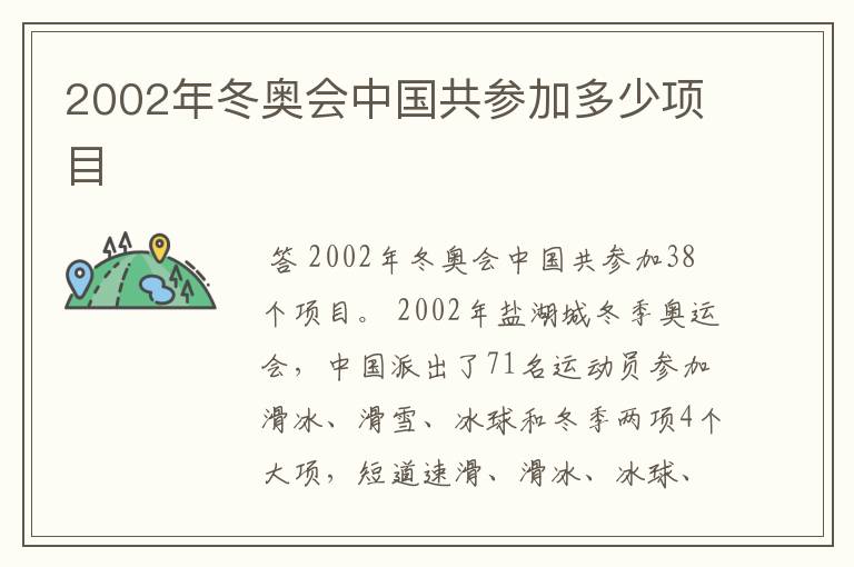 2002年冬奥会中国共参加多少项目