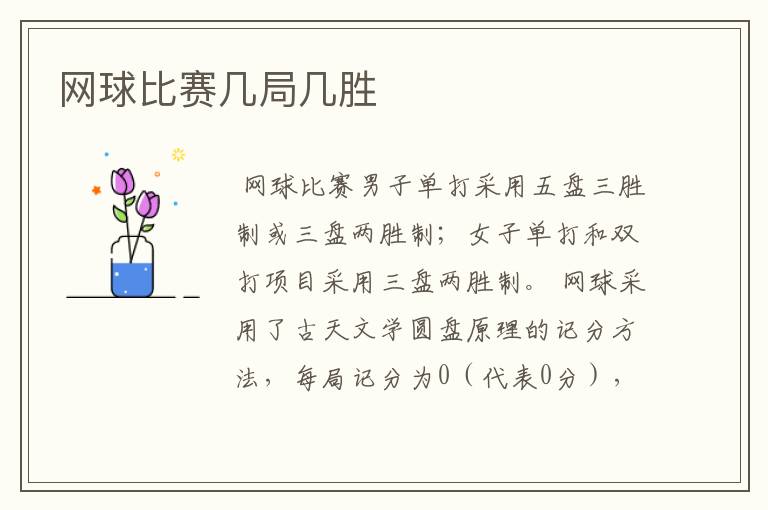 网球比赛几局几胜