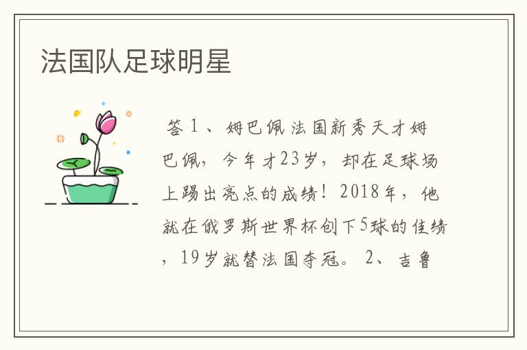 法国队足球明星