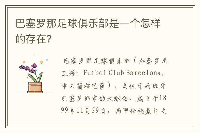 巴塞罗那足球俱乐部是一个怎样的存在?