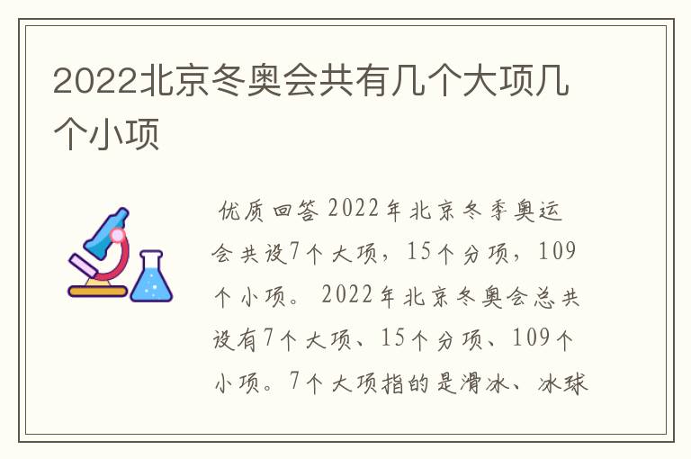 2022北京冬奥会共有几个大项几个小项