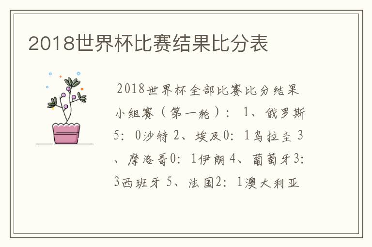 2018世界杯比赛结果比分表