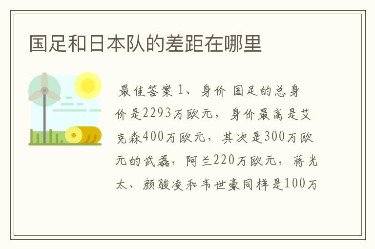 国足和日本队的差距在哪里
