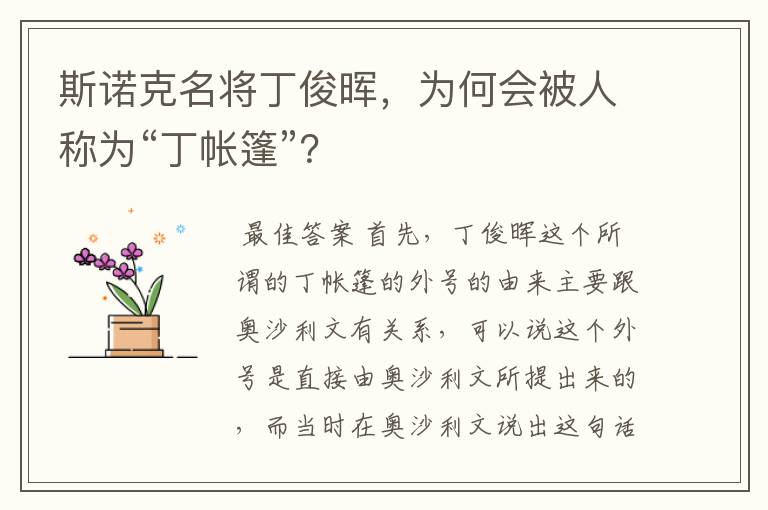 斯诺克名将丁俊晖,为何会被人称为“丁帐篷”?
