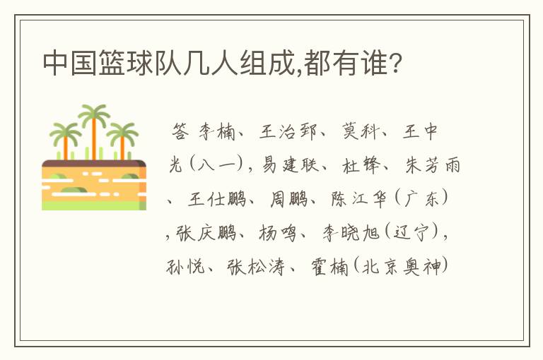 中国篮球队几人组成,都有谁?