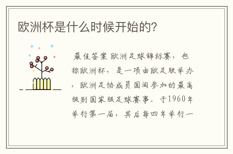 欧洲杯是什么时候开始的?