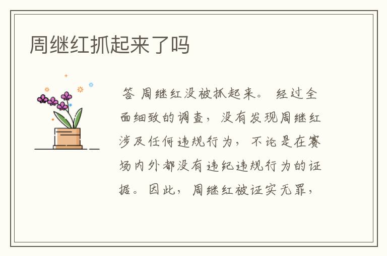 周继红抓起来了吗