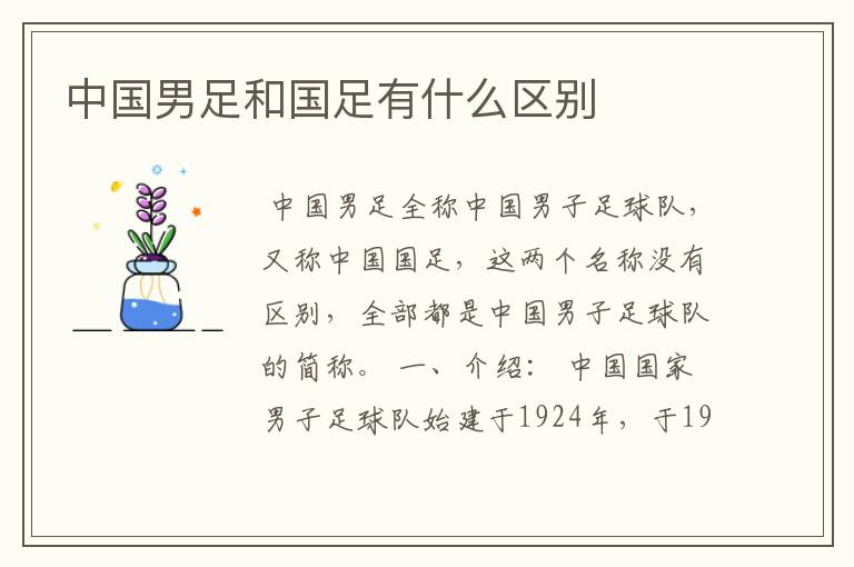 中国男足和国足有什么区别