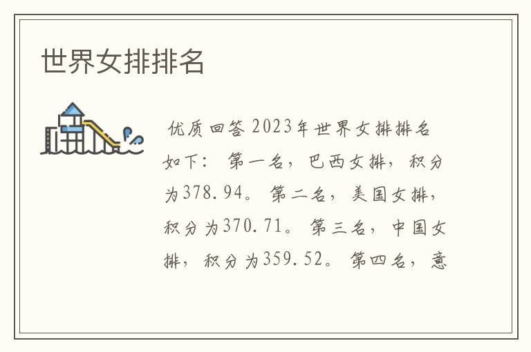 世界女排排名