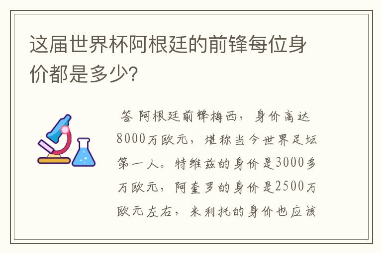 这届世界杯阿根廷的前锋每位身价都是多少?