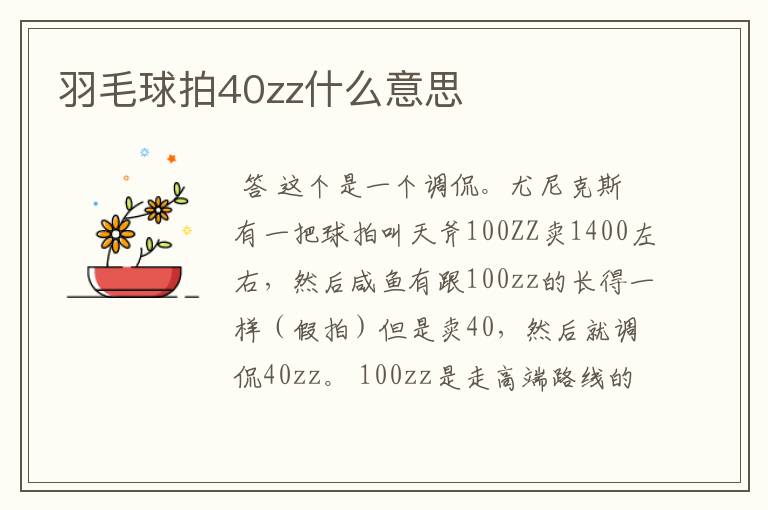 羽毛球拍40zz什么意思