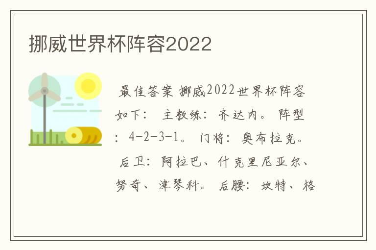 挪威世界杯阵容2022