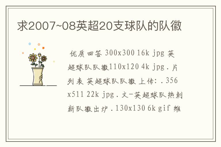 求2007~08英超20支球队的队徽