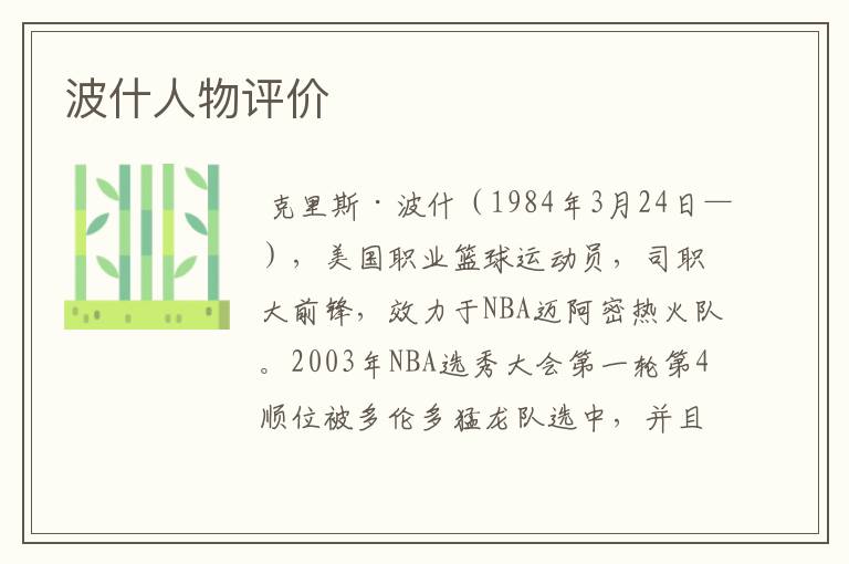 波什人物评价