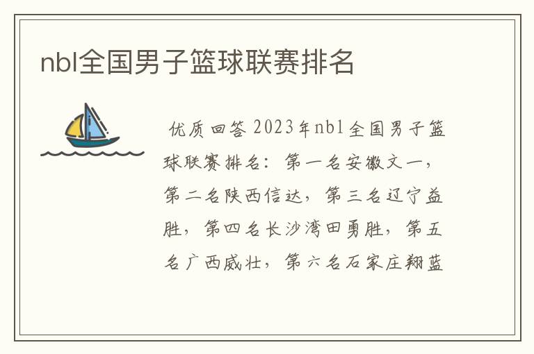 nbl全国男子篮球联赛排名